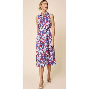 NWT UnTUCKit Faye Dress / Sz 2 / Red, Blue, White Floral